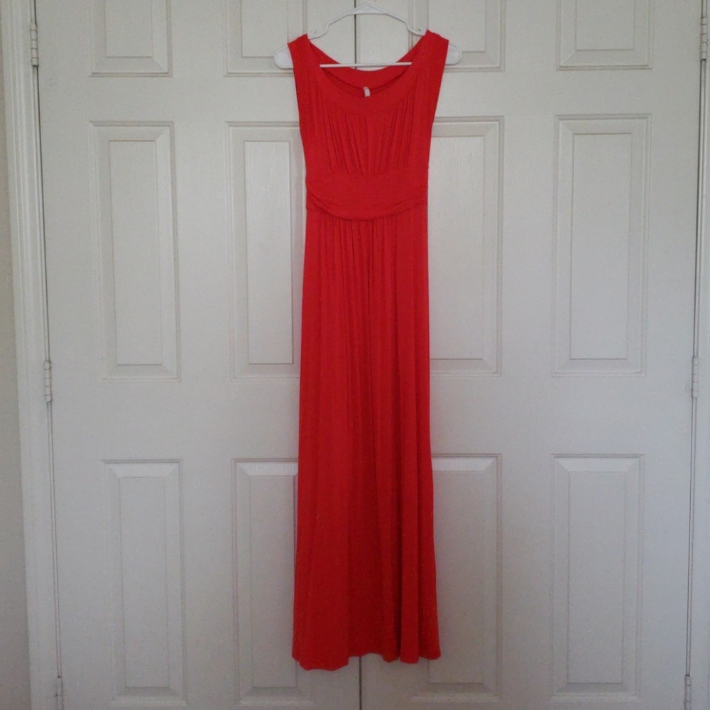 Coral colored Gilli Stitch Fix maxi dress